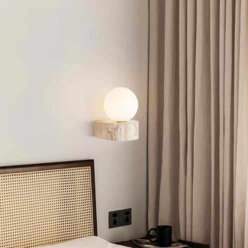 Wabi-Sabi Wandlamp – Japanse Retro Design Lamp G9 Travertijn, Huis en Inrichting, Lampen | Wandlampen, Nieuw, Hout, Verzenden