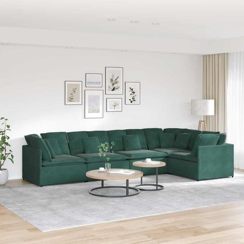 vidaXL Modulaire bank met kussens fluweel donkergroen, Huis en Inrichting, Banken | Bankstellen, Nieuw, Stof, Verzenden