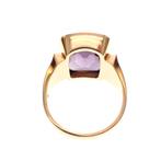 Gouden heren ring met synthetische saffier (vintage), Sieraden, Tassen en Uiterlijk, Gebruikt, Overige kleuren, 20 of groter, Heer