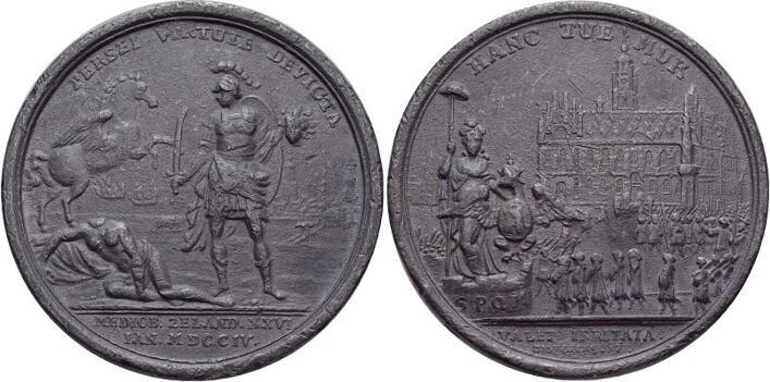 Satirische Zinn-medaille 1704 Nederland-middelburg, Postzegels en Munten, Penningen en Medailles, Verzenden
