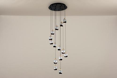 Rietveld Hanglampen - Zwart - Glas, Metaal, Huis en Inrichting, Lampen | Hanglampen, Verzenden