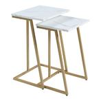 Bijzettafel Salem set van 2 goudkleurig en marmer wit [en.ca, Huis en Inrichting, Tafels | Bijzettafels, Verzenden, Nieuw