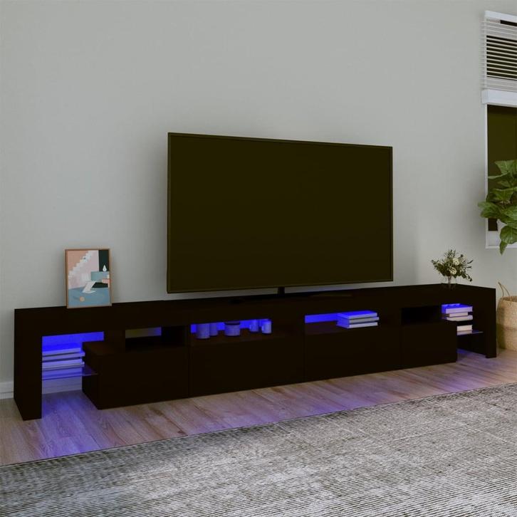 vidaXL Tv-meubel met LED-verlichting 260x36,5x40 cm zwart, Huis en Inrichting, Kasten | Televisiemeubels, 25 tot 50 cm, Nieuw