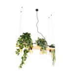 Industriële hanglamp zwart met hout 4-lichts - Shelf, Nieuw, Overige materialen, Industrieel, 75 cm of meer