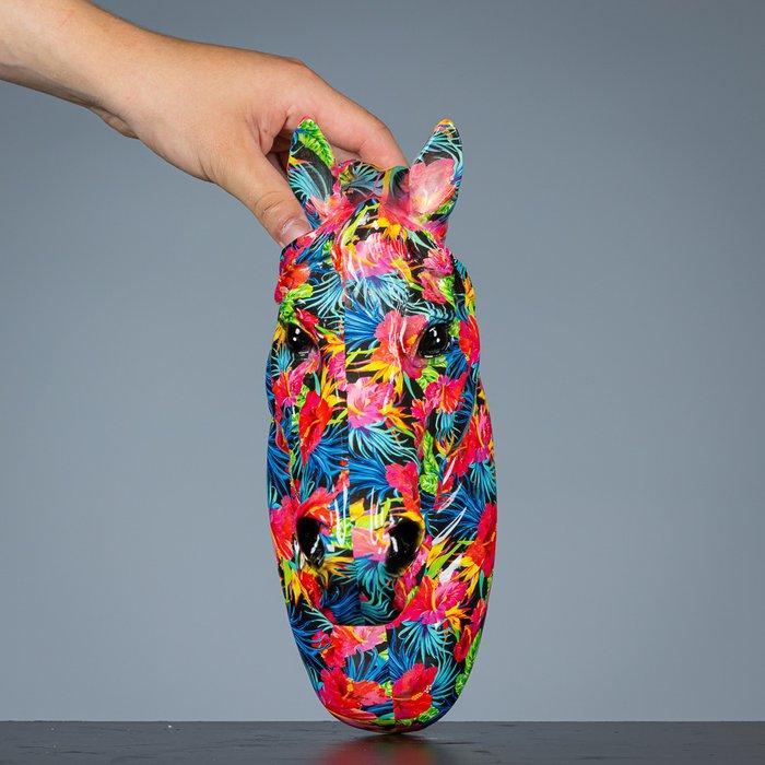 Figuur - Decoratieve Flowerpower paardenhoofd - polystone -, Antiek en Kunst, Kunst | Designobjecten