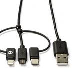 USB A  USB C + Micro USB + Lightning oplaadkabel | 1 meter, Verzenden, Nieuw