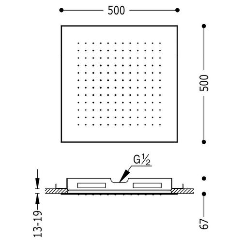 Hoofddouche Tres Plafond 50x50 cm Vierkant Patroon Mat Zwart, Doe-het-zelf en Verbouw, Sanitair, Ophalen of Verzenden