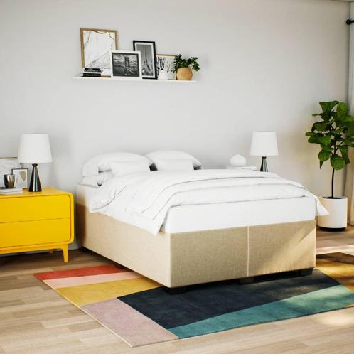 vidaXL Bedframe zonder matras stof crèmekleurig 140x190 cm, Huis en Inrichting, Slaapkamer | Bedden, 140 cm, 190 cm of minder