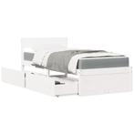 vidaXL Bed met lades en matras massief grenenhout wit, Huis en Inrichting, Slaapkamer | Bedden, 100 cm, Eenpersoons, Verzenden