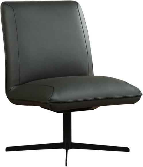 Donkergroene leren industriële draaifauteuil zonder armleuni, Huis en Inrichting, Fauteuils, 50 tot 75 cm, 75 tot 100 cm, Nieuw