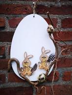 Houten ei wit 26 x 18 cm - white wash decoratie voor pasen, Ophalen of Verzenden, Nieuw