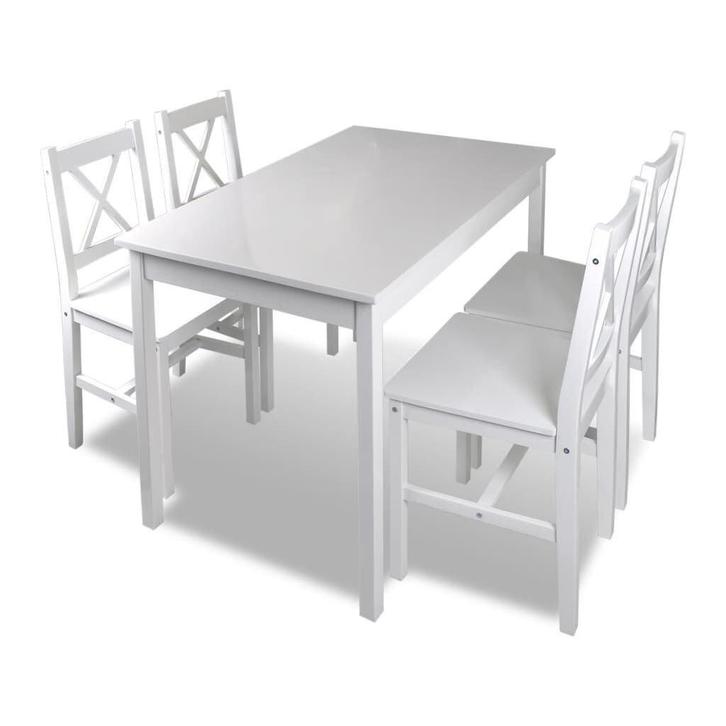 Eettafel Stoelen Set wit | Tweedekansje | OP=OP (eethoek), Huis en Inrichting, Complete eetkamers, 4 tot 6 stoelen, Nieuw, Ophalen of Verzenden