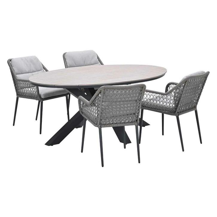 Garden Impressions Pemba tuinset 5-delig - Tulli tuintafel, Tuin en Terras, Tuinsets en Loungesets, Verzenden