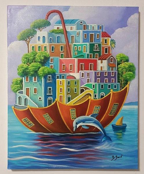 Bruno Bondi (1987) - La città sospesa, Antiek en Kunst, Kunst | Schilderijen | Klassiek