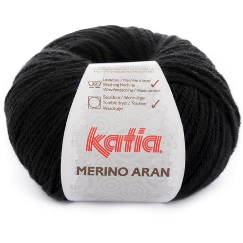 Katia Merino Aran - 02 zwart - Merinogaren, Hobby en Vrije tijd, Breien en Haken, Ophalen of Verzenden