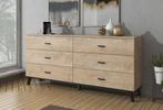 Dressoir - Eiken - Zwart - 181x40x84 - Opbergkast - Modern, Huis en Inrichting, Verzenden, 150 tot 200 cm, Nieuw, Modern