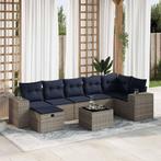 vidaXL 8-delige Loungeset met kussens poly rattan grijs, Nieuw, Loungeset, 7 zitplaatsen, Verzenden