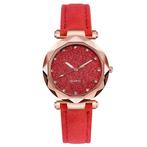 Fako® - Horloge - Stars - PU Suède - Ø 34mm - Rood, Sieraden, Tassen en Uiterlijk, Horloges | Dames, Verzenden, Nieuw