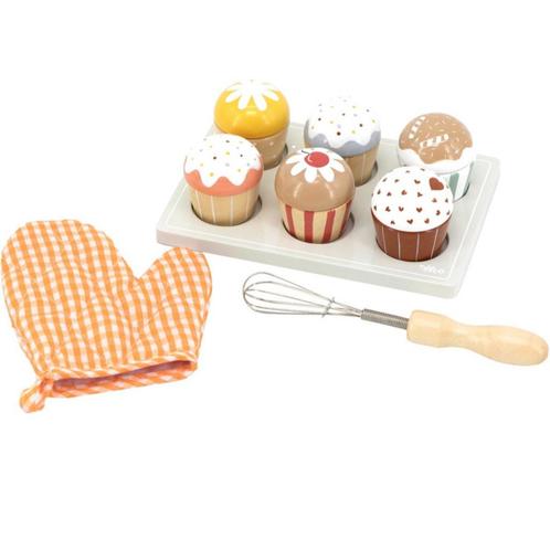 Houten  cupcake set (duurzaam speelgoed) (Speelgoed), Kinderen en Baby's, Speelgoed | Houten speelgoed, Nieuw, Ophalen of Verzenden