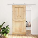 vidaXL Schuifdeur met beslag 95x210 cm massief grenenhout, Doe-het-zelf en Verbouw, Deuren en Horren, Verzenden, Nieuw
