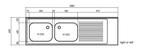 RVS Spoeltafelblad | dubbele spoelbak rechts | 200 x 60 x..., Verzenden, Nieuw in verpakking