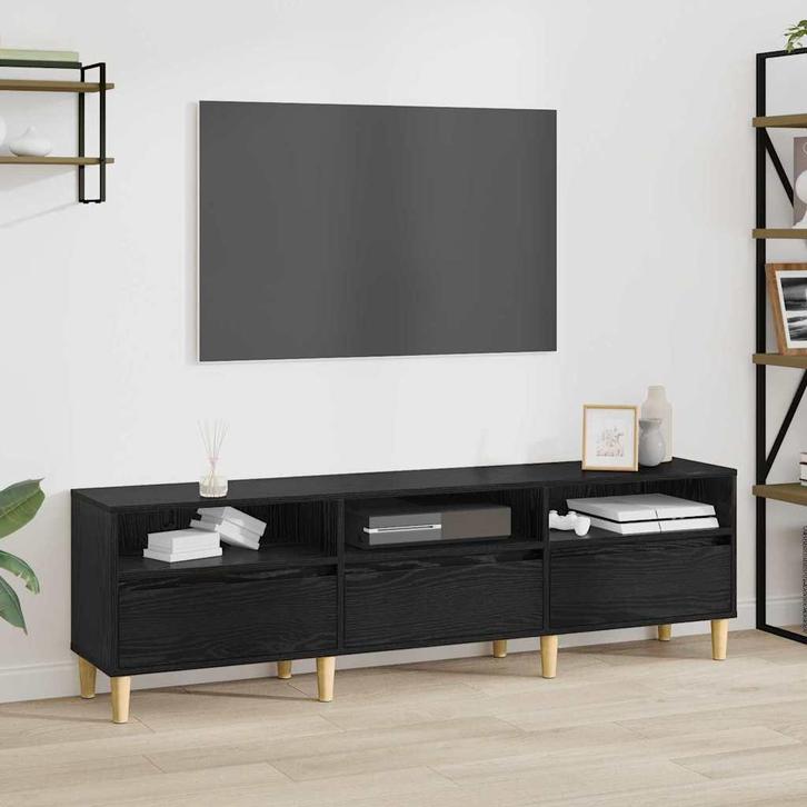 vidaXL TV-kast met lade Zwart eiken 150 x 30 x 45 cm Bewerkt, Huis en Inrichting, Kasten | Televisiemeubels, Nieuw, Overige houtsoorten