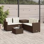 vidaXL Tuinbank met tafel en kussens L-vormig poly rattan, Tuin en Terras, Tuinsets en Loungesets, Verzenden, Nieuw, Rotan