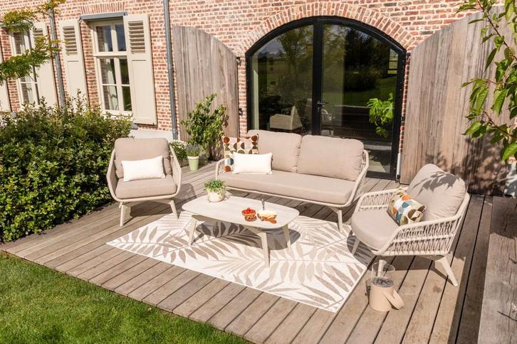 VDG Hadassa stoel-bank loungeset (4-delig) - Rope/Zand, Tuin en Terras, Tuinsets en Loungesets, Loungeset, Nieuw, Overige materialen