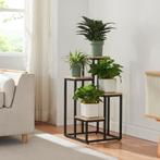 [en.casa] Plantenstandaard Ameland 67x34x34 cm zwart en hout, Tuin en Terras, Bloembakken en Plantenbakken, Verzenden, Nieuw