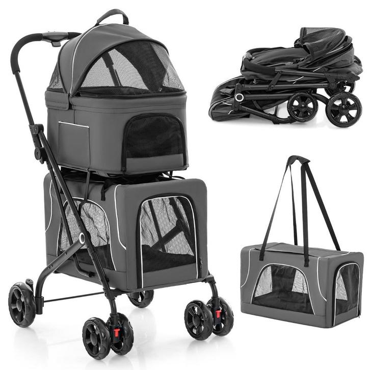 LIVSK 3-in-1 Kinderwagen voor Huisdieren - Opvouwbaar met 2, Dieren en Toebehoren, Honden-accessoires, Nieuw, Verzenden
