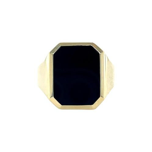 Gouden zegelring met onyx 14 karaat, Sieraden, Tassen en Uiterlijk, Ringen, Zwart, Zo goed als nieuw, Goud, Verzenden
