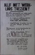 Poster over bijeenkomst over de belangen van werklozen, Verzamelen, Posters, Verzenden, Nieuw, Overige onderwerpen, Met lijst