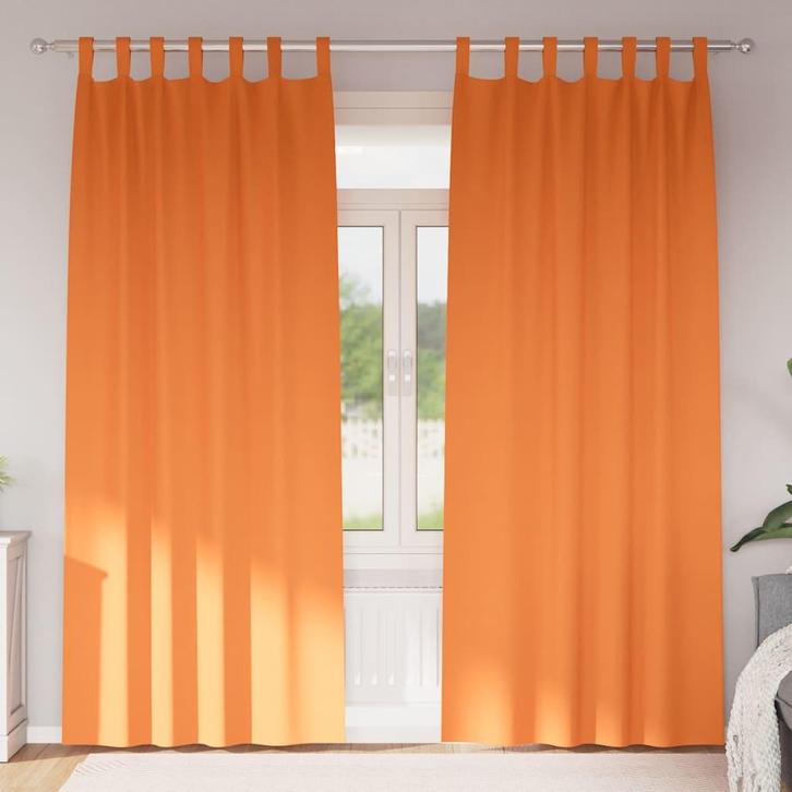 vidaXL Zwart-out Gordijnen met Ringen 2 pcs Feloranje 260 x, Huis en Inrichting, Stoffering | Gordijnen en Lamellen, Nieuw, Verzenden
