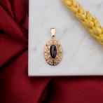 Vintage gouden hanger met ovale granaat (kettinghanger), Ophalen of Verzenden, Gebruikt, Goud, Overige merken
