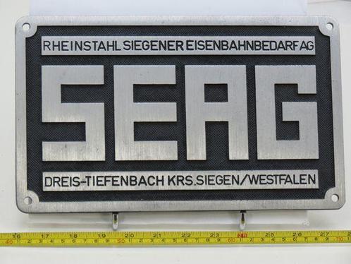 EisenbahnSchild SEAG Rheinstahl Siegenereisenbahnbedarf AG, Verzamelen, Spoorwegen en Tramwegen, Overige typen, Nieuw, Ophalen of Verzenden