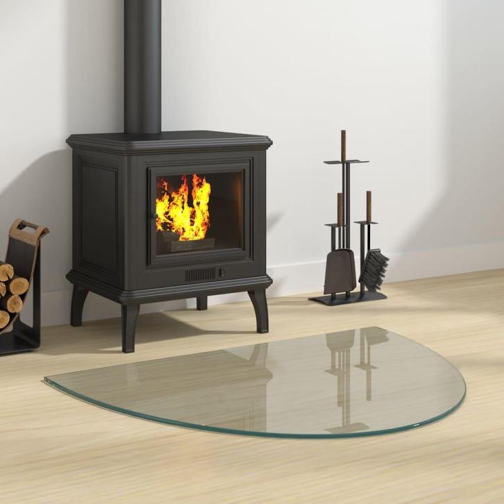 vidaXL Glasplaat voor openhaard half rond 800x600 mm, Doe-het-zelf en Verbouw, Glas en Ramen, Nieuw, Verzenden