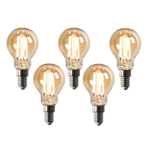 Set van 5 Smart E14 LED lamp P45 goud 4,9W 470 lm 1800-4000K, Huis en Inrichting, Lampen | Losse lampen, Nieuw
