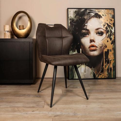 Eetkamerstoel Puck - Microvezel - Antraciet, Huis en Inrichting, Stoelen, Nieuw, Verzenden