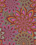 Viscose Sunny Flowers Paars, Hobby en Vrije tijd, Stoffen en Lappen, Nieuw, Paars