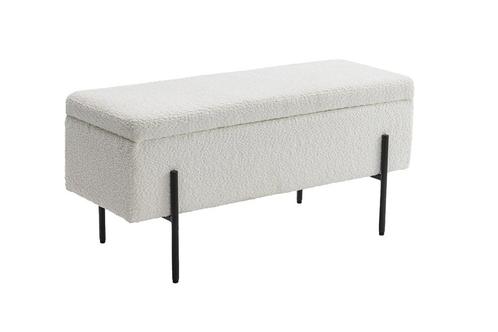 Bank met opslag LOFT 100cm boucle wit - 45728, Huis en Inrichting, Banken | Bankstellen, Ophalen of Verzenden