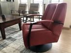 Leren draaifauteuil met stalen frame en schotelvoet - rood l, Nieuw, Ophalen of Verzenden, Industrieel, 50 tot 75 cm