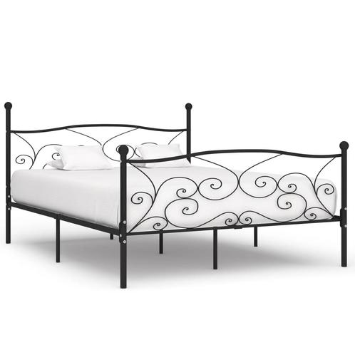 vidaXL Bedframe met lattenbodem metaal zwart 180x200 cm, Huis en Inrichting, Slaapkamer | Bedden, 80 cm, 200 cm, Zwart, Eenpersoons
