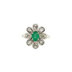 Gouden ring met smaragd en diamant 18 krt, Ophalen of Verzenden, Nieuw