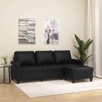 vidaXL Driezitsbank met voetenbank 180 cm kunstleer zwart, Huis en Inrichting, Banken | Bankstellen, Verzenden, 150 tot 200 cm