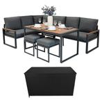 Tuinmeubel Set Houteffect Aluminium Rotan Opbergbox Zwart, Tuin en Terras, Verzenden, Nieuw