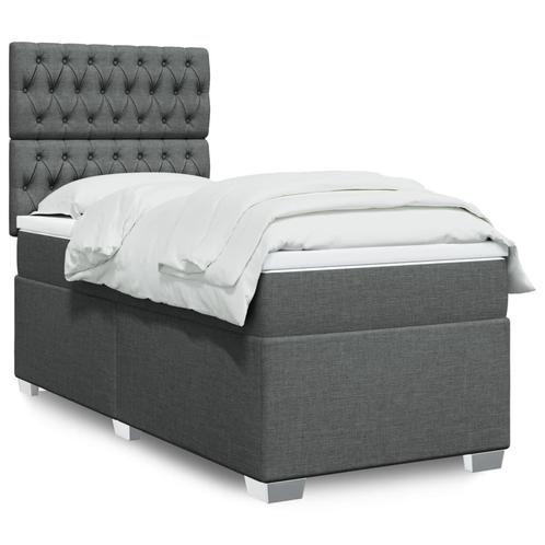 vidaXL Boxspring met matras stof donkergrijs 80x200 cm, Huis en Inrichting, Slaapkamer | Bedden, 80 cm, 200 cm, Grijs, Eenpersoons
