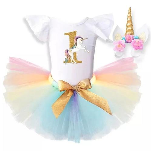 3-delig eerste verjaardag set Unicorn Dream deLuxe, Kinderen en Baby's, Babykleding | Maat 80, Meisje, Nieuw, Jurkje of Rokje