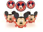 12 stuks cupcake omslagen Mickey Mouse + 12 toppers