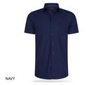 Tweedekans | Cappuccino Short Sleeve Overhemd Navy Maat L, Kleding | Heren, Ophalen of Verzenden, Zo goed als nieuw, Blauw, Cappuccino italia