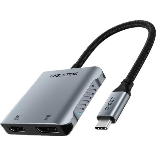 Cabletime – 4 in 1 USB-C Hub adapter – 8K – HDMI – DP, Computers en Software, Dockingstations, USB-hub, Nieuw, Laptop, Ophalen of Verzenden